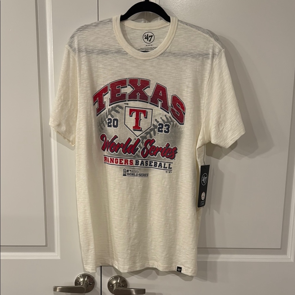 NWT 47 Men's Cream Texas Rangers World Series T-Shirt size M